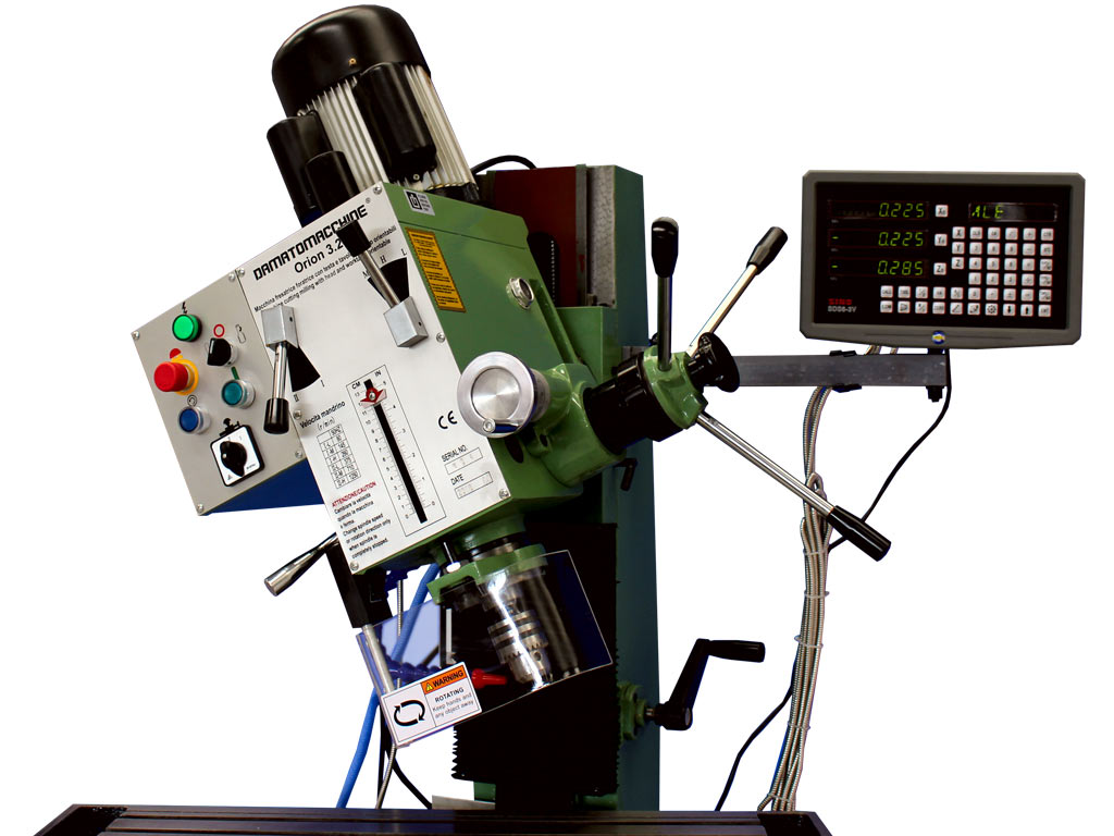 Fresatrice da banco semiprofessionale dodtata di DRO modello Orion 3.2 Digit di Damatomacchine