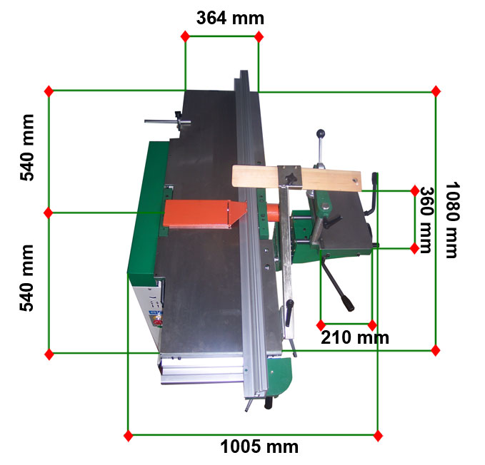 Máquina Cepilladora y Regruesadora con ancho 310 mm y Escopleadora integrada 