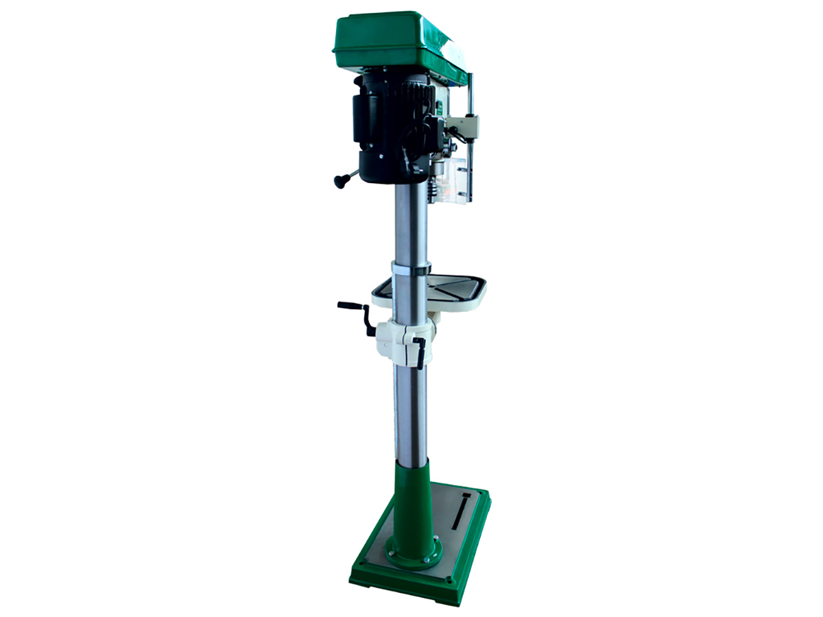 Drill press with belt drive, tilting table, 1100 W single-phase motor and  speed rotation from a minimum of 150 to a maximum of 2700 rpm