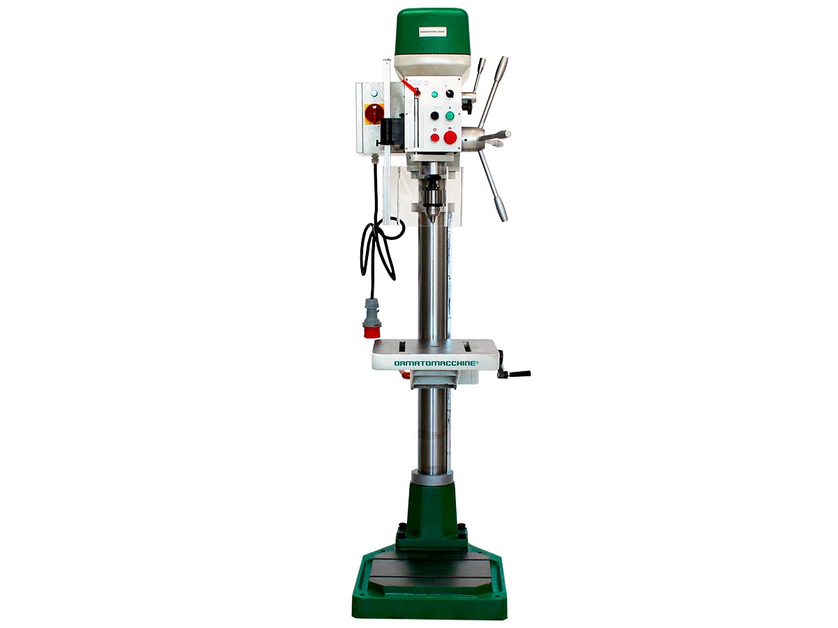 Column drilling machine with integrated  manual lowering milling machine