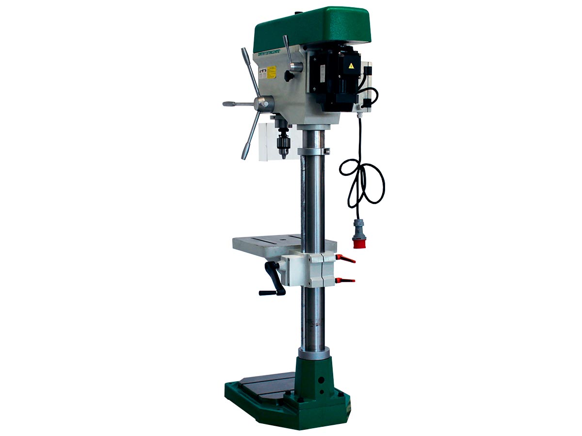 Column drilling machine with integrated  manual lowering milling machine