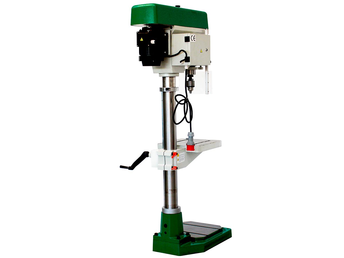 Column drilling machine with integrated  manual lowering milling machine