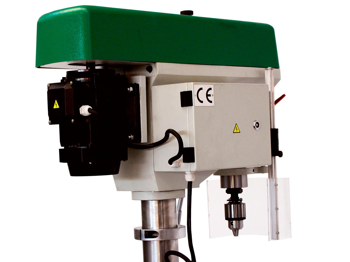 Column drilling machine with integrated  manual lowering milling machine