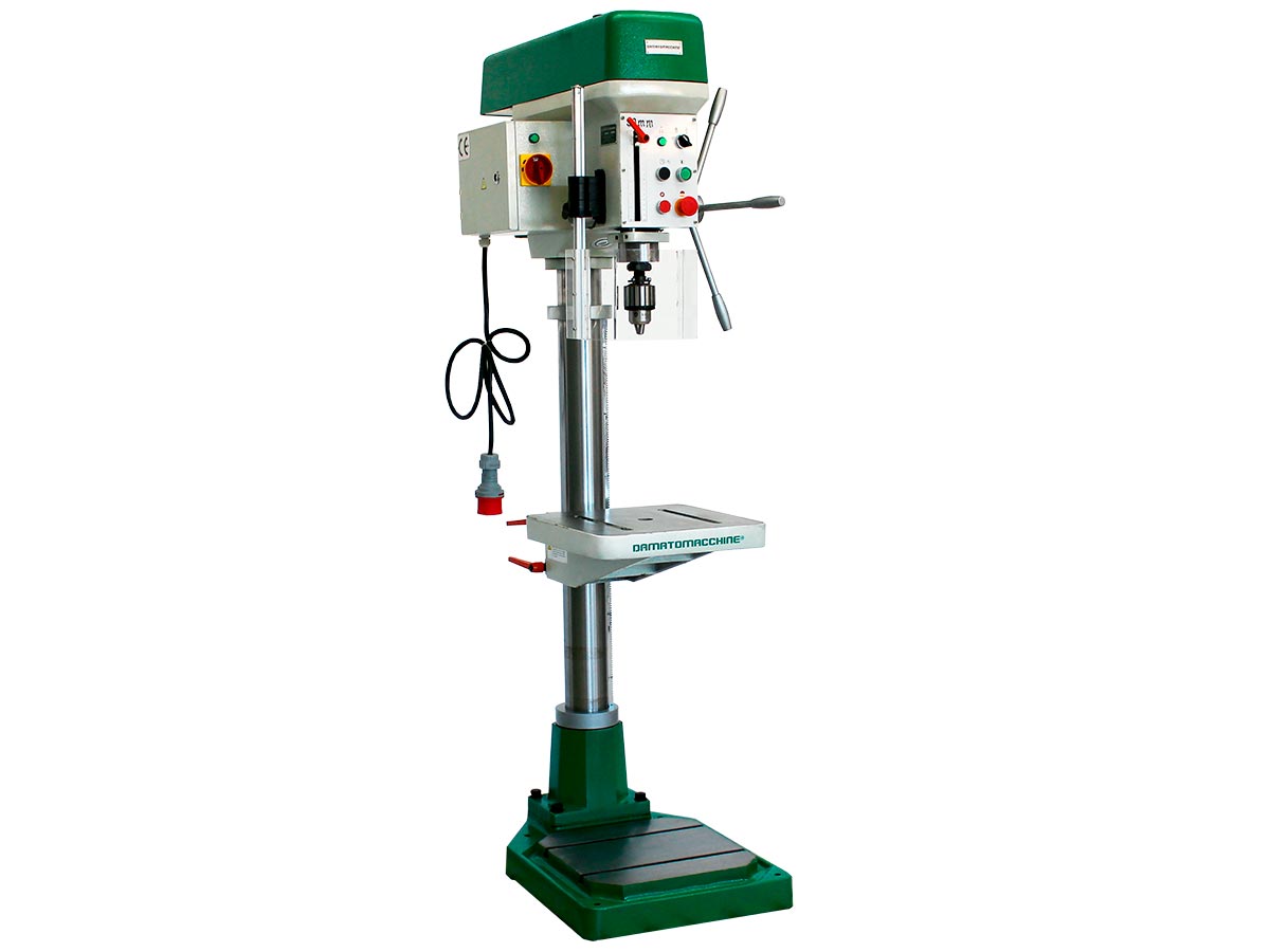 Column drilling machine with integrated  manual lowering milling machine