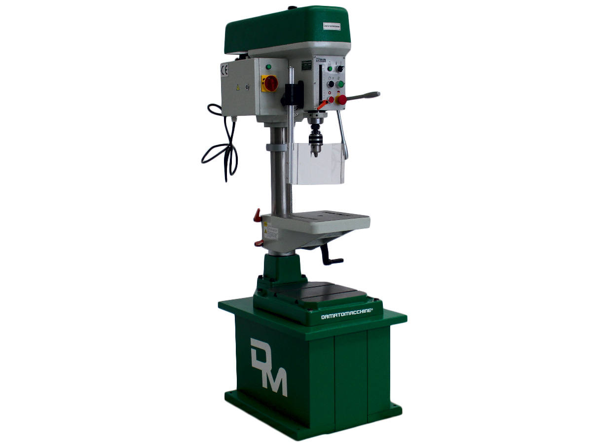 Column drilling machine with integrated milling function with maximum drilling capacity of 2.0 mm powered by a three-phase motor 0,75 kW 