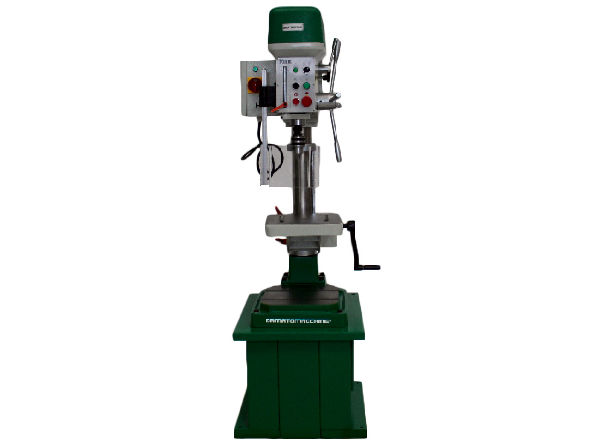 Column drilling machine with integrated milling function with maximum drilling capacity of 2.0 mm powered by a three-phase motor 0,75 kW 