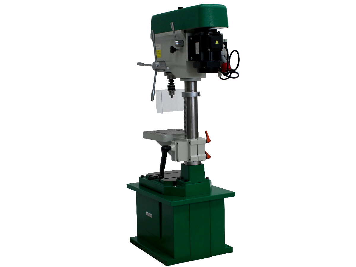 Column drilling machine with integrated milling function with maximum drilling capacity of 2.0 mm powered by a three-phase motor 0,75 kW 