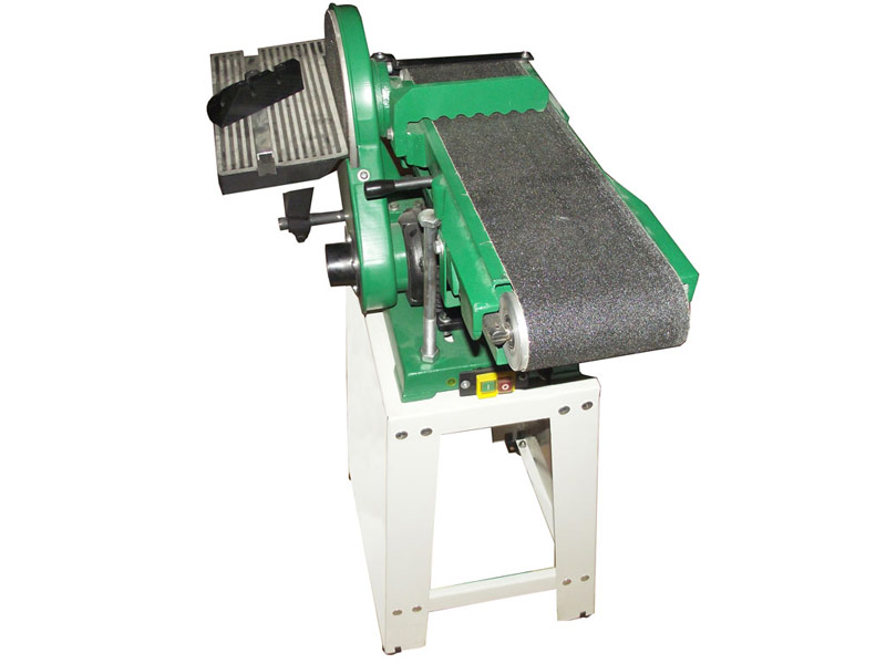 Sanding machine for wood with abrasive belt and disk powered by a single-phase motor 1 CV
