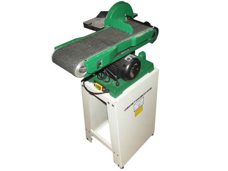 Sanding machine for wood with abrasive belt and disk powered by a single-phase motor 1 CV
